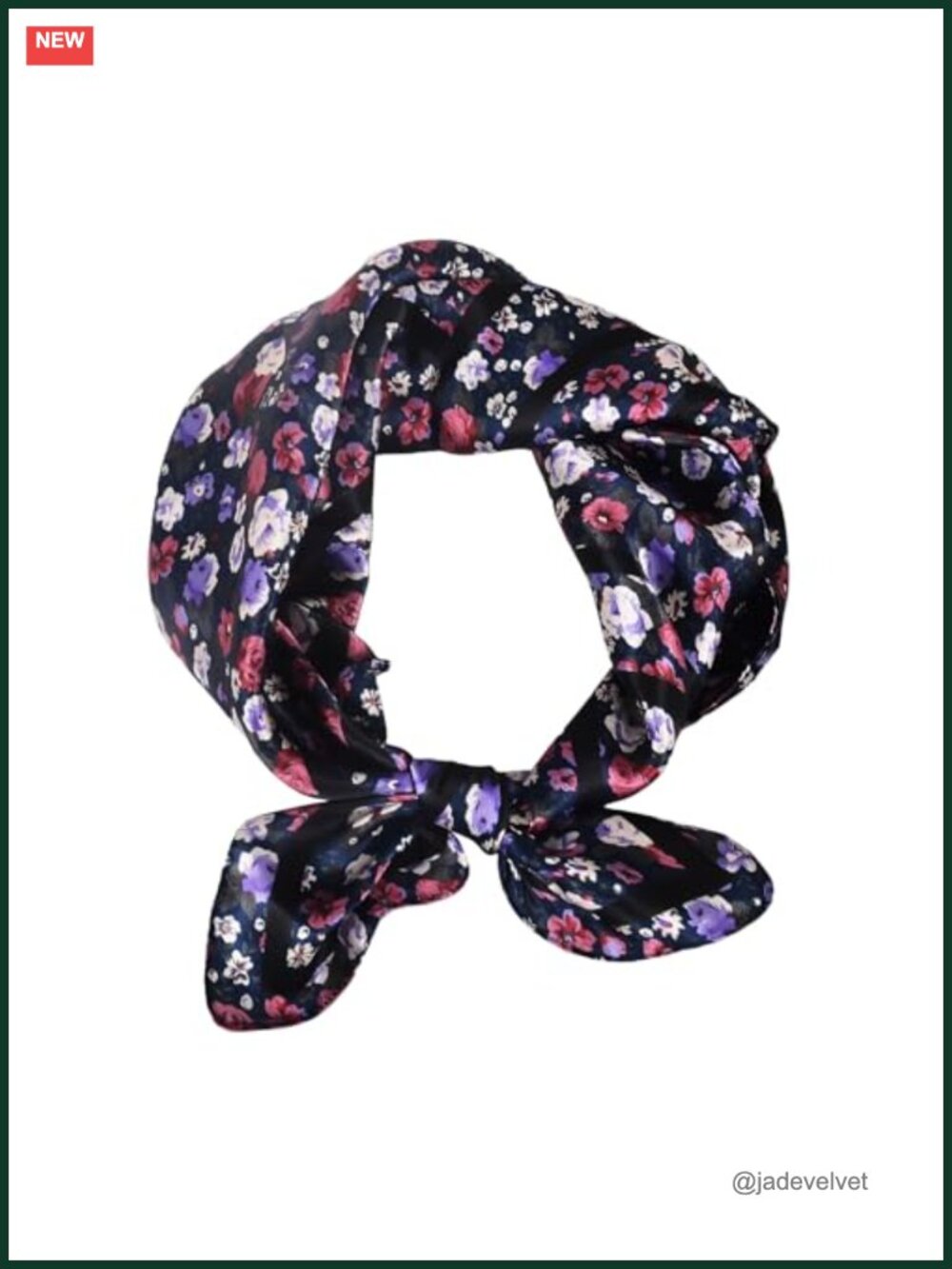 100% Mulberry Silk 21" Square Scarf Floral Neckerchief
